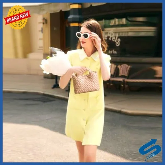 Woven Vegan Leather Tote Crossbody Bag Foldable Chain Hobo Satchel Minimal Chic